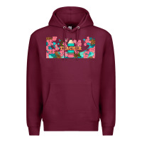 Burgundy teacher floral pencil libbey glass Premium Hoodie - BundleAndBundleShop