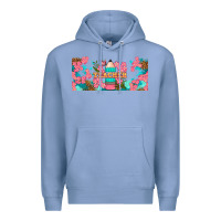 Colony Blue teacher floral pencil libbey glass Premium Hoodie - BundleAndBundleShop