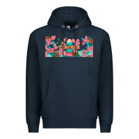 Navy teacher floral pencil libbey glass Premium Hoodie - BundleAndBundleShop