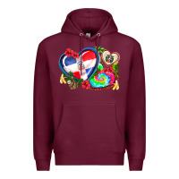 Burgundy western leopard  dominican republic  hearts Premium Hoodie - AdoDesignShop
