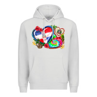 Dove Grey western leopard  dominican republic  hearts Premium Hoodie - AdoDesignShop