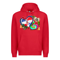Red western leopard  dominican republic  hearts Premium Hoodie - AdoDesignShop
