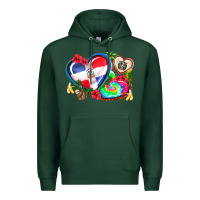 Sports Green western leopard  dominican republic  hearts Premium Hoodie - AdoDesignShop