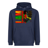 Navy I am black history Afro American woman Heavyweight Hoodie - RanaPortraitStore