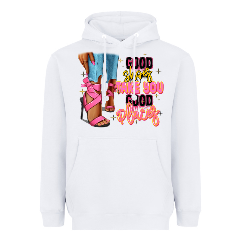 Good Shoes Take You To Good Places Black Fashion G Heavyweight Hoodie by RanaPortraitStore | Teevron
