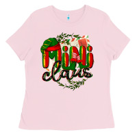 Bubblegum Pink mini claus christmas Ladies Tee - BarkalooDesign