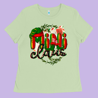 Mini Claus Christmas Ladies Tee Designed By Barkaloodesign