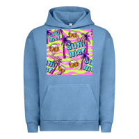 Pigment Pebble Blue hello summer and beer seamless pattern Urban Hoodie - BundleAndBundleShop