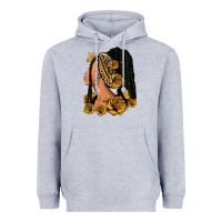 Heather Grey Gold roses afro woman Heavyweight Hoodie - RanaPortraitStore