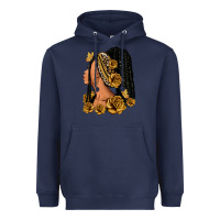 Navy Gold roses afro woman Heavyweight Hoodie - RanaPortraitStore