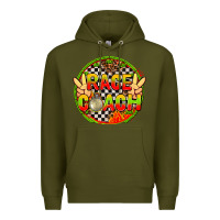 Army Green Race coach with leopard and peace hand Premium Hoodie - AdoDesignShop