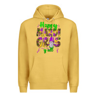 Antique Gold happy mardi gras y'all gnome Premium Hoodie - JahusDesignShop