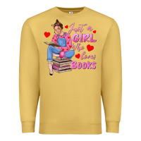 Antique Gold just a girl who loves books Premium Sweatshirt - texasbilliewilder