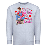 Heather Grey just a girl who loves books Premium Sweatshirt - texasbilliewilder