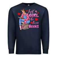 Navy just a girl who loves books Premium Sweatshirt - texasbilliewilder