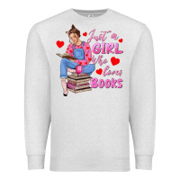 Oatmeal Heather just a girl who loves books Premium Sweatshirt - texasbilliewilder