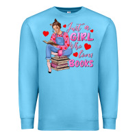 Ocean Blue just a girl who loves books Premium Sweatshirt - texasbilliewilder