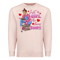 Pale Pink just a girl who loves books Premium Sweatshirt - texasbilliewilder