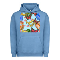Pigment Pebble Blue summer and leaf seamless pattern Urban Hoodie - BundleAndBundleShop