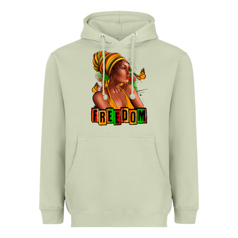 Juneteenth Freedom Afro Woman Heavyweight Hoodie by RanaPortraitStore | Teevron