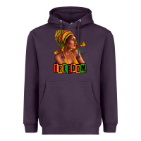 Plum Juneteenth freedom afro woman Heavyweight Hoodie - RanaPortraitStore