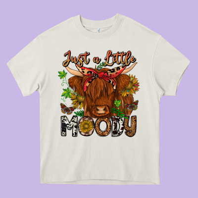 Just A Little Moody Heavy Core Tee Designed By Cowhidedigitalart
