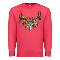 Cardinal boho deer skull sunflowers and gemstone Premium Sweatshirt - RanaPortraitStore