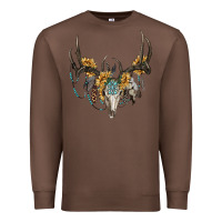 Chestnut boho deer skull sunflowers and gemstone Premium Sweatshirt - RanaPortraitStore