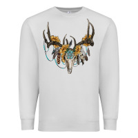 Dove Grey boho deer skull sunflowers and gemstone Premium Sweatshirt - RanaPortraitStore