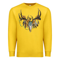 Lemon boho deer skull sunflowers and gemstone Premium Sweatshirt - RanaPortraitStore