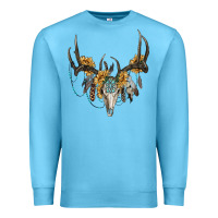 Ocean Blue boho deer skull sunflowers and gemstone Premium Sweatshirt - RanaPortraitStore
