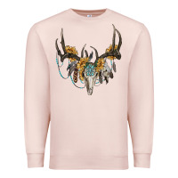 Pale Pink boho deer skull sunflowers and gemstone Premium Sweatshirt - RanaPortraitStore