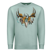 Seafoam boho deer skull sunflowers and gemstone Premium Sweatshirt - RanaPortraitStore
