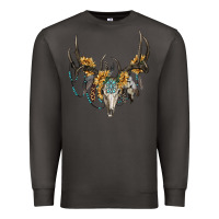 Smoke boho deer skull sunflowers and gemstone Premium Sweatshirt - RanaPortraitStore