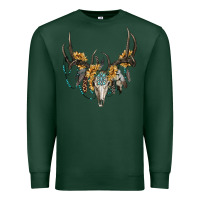 Sports Green boho deer skull sunflowers and gemstone Premium Sweatshirt - RanaPortraitStore