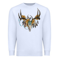 White boho deer skull sunflowers and gemstone Premium Sweatshirt - RanaPortraitStore
