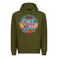 Army Green race girl with leopard and peace hand Premium Hoodie - AdoDesignShop