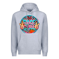 Heather Grey race girl with leopard and peace hand Premium Hoodie - AdoDesignShop