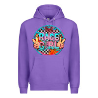 Purple race girl with leopard and peace hand Premium Hoodie - AdoDesignShop