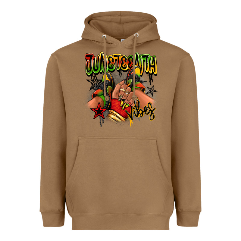 Juneteenth Vibes Black Girl Sneakers Heavyweight Hoodie by RanaPortraitStore | Teevron