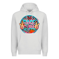Dove Grey race girl with leopard and peace hand Premium Hoodie - AdoDesignShop