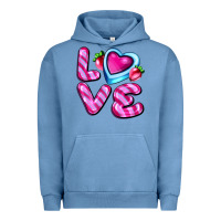 Pigment Pebble Blue love with strawberry candy Urban Hoodie - AdoDesignShop