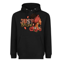 Black Just blessed afro woman with roses Heavyweight Hoodie - RanaPortraitStore