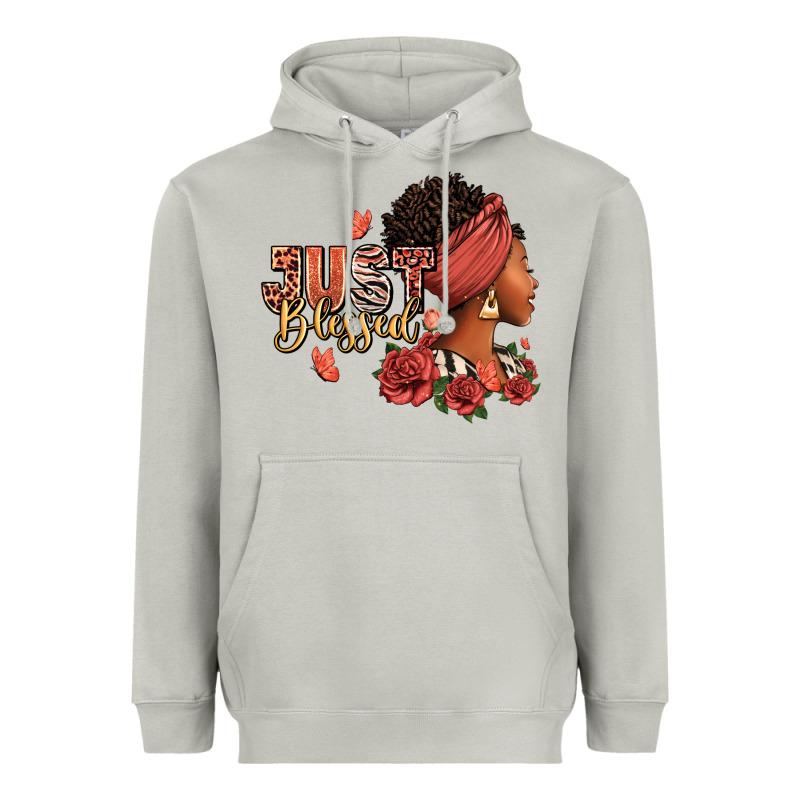 Just Blessed Afro Woman With Roses Heavyweight Hoodie by RanaPortraitStore | Teevron