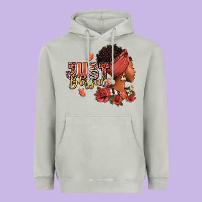 Heavyweight Hoodie Just blessed afro woman with roses