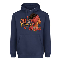 Navy Just blessed afro woman with roses Heavyweight Hoodie - RanaPortraitStore