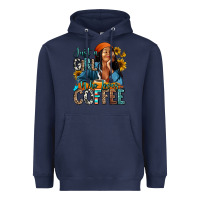 Navy Just a girl who loves coffee Heavyweight Hoodie - RanaPortraitStore