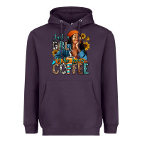 Plum Just a girl who loves coffee Heavyweight Hoodie - RanaPortraitStore
