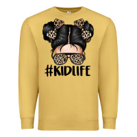 Antique Gold kid life leopard messy bun Premium Sweatshirt - texasbilliewilder