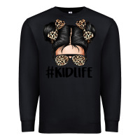 Black kid life leopard messy bun Premium Sweatshirt - texasbilliewilder